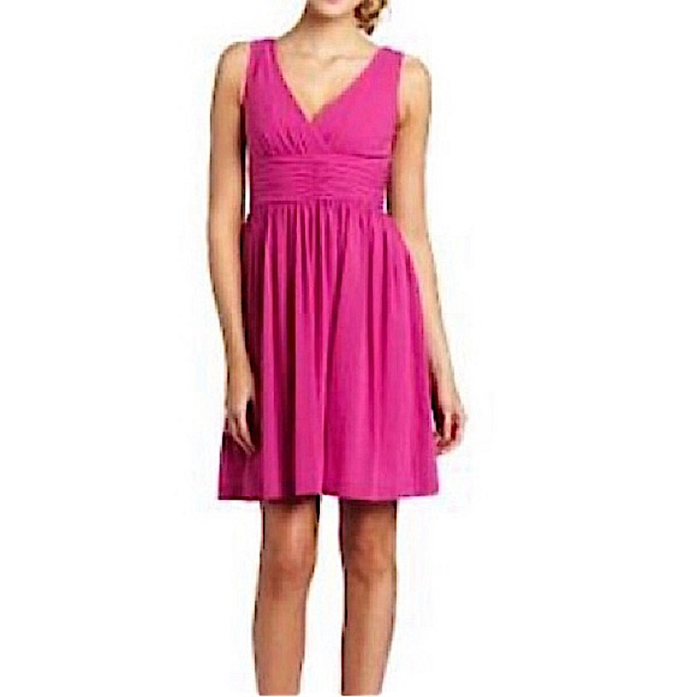 TRINA TURK Dress V Neck Sleeveless Midi Mini Lined Pink Light Magenta Size 6